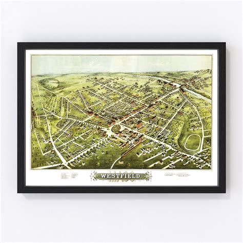 Vintage Map of Westfield, Massachusetts 1875 by Ted's Vintage Art