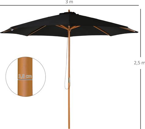 Outsunny Zonnescherm Houten Zonnescherm Tuinparasol Balkonparasol X