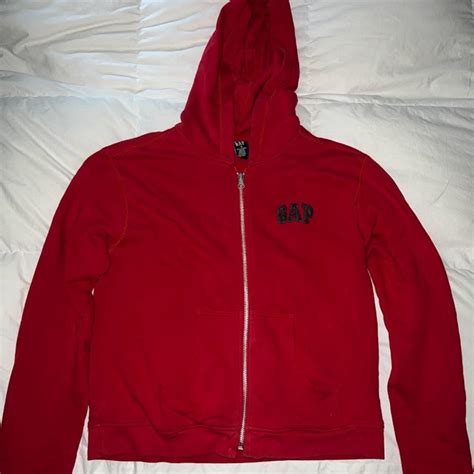 Red Vintage Gap Zip Up Hoodie Comfy Lightweight Depop