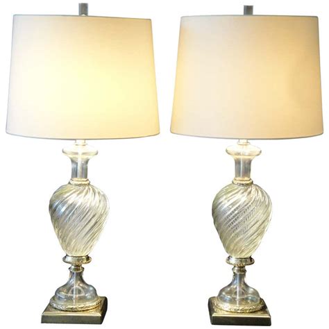 Pair Venetian Murano Glass Lamps By Marbro At 1stdibs