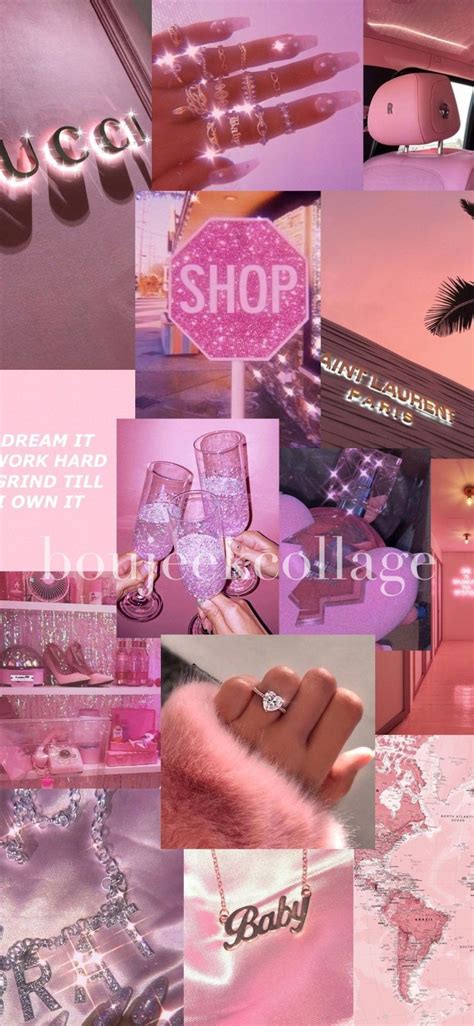 Pink Boujee Aesthetic Collage Phone Wallpaper By Longaddition
