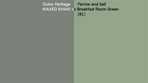 Dulux Heritage WAXED KHAKI Vs Farrow And Ball Breakfast Room Green 81