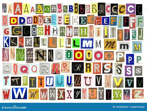 Newspaper Alphabet Cut Out On White Backgroud Stock Photo Image Of