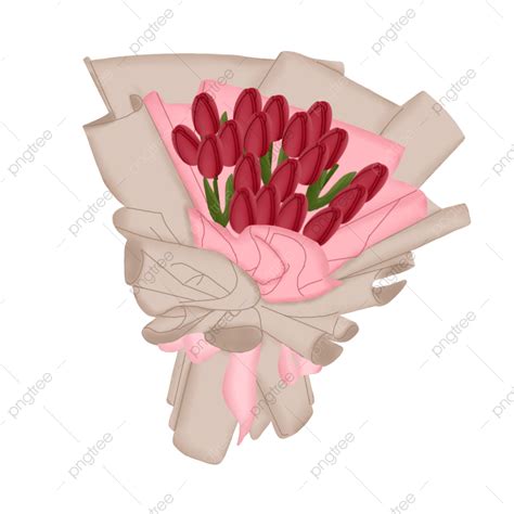 Tulip Bouquet Png Image Red Tulip Bouquet Tulip Drawing Bouquet