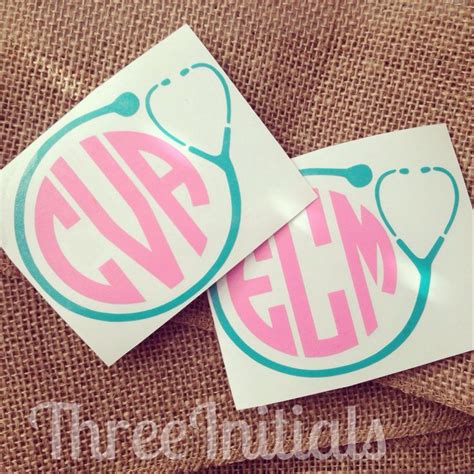 Nurse Decal Monogram Car Decal Vinyl Decal By Threeinitials 550