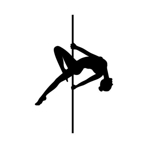 Young Pole Dance Woman In Black Leotard Doing Hand