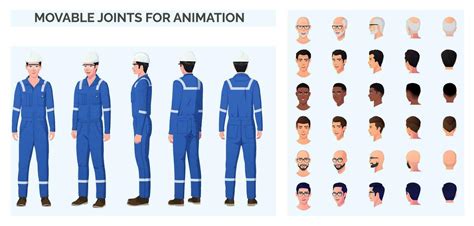 Engineer Repairman Character Creation Pack With Man Wearing Blue