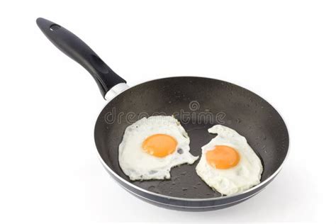 Two Fried Eggs On Non Stick Frying Pan Stock Image Image Of Protein Close 5275749