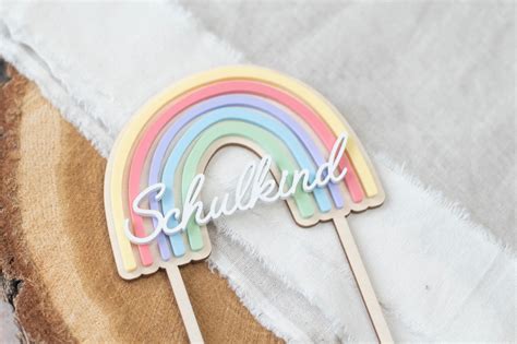 Cake Topper Regenbogen Schulkind Project Bow