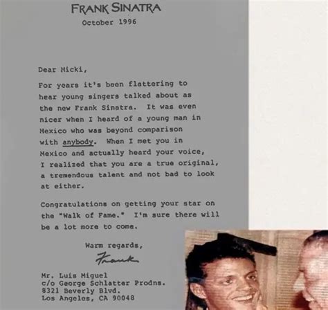 Luis Miguel exhibe carta que le escribió el mismísimo Frank Sinatra