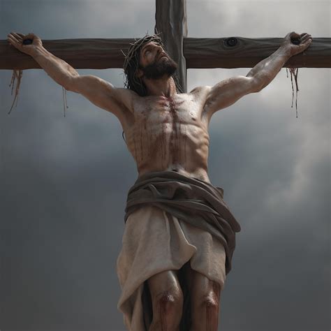 Jésus Christ crucifié sur une croix sur le mont Golgotha est mort pour