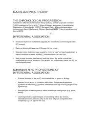 Criminology 104 Lecture 6 Outline SOCIAL LEARNING THEORY THE