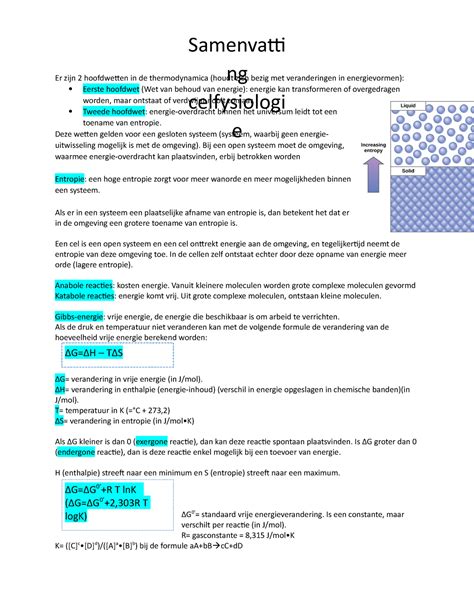 Samenvatting Celfysiologie Samenvatti Ng Celfysiologi E Er Zijn 2