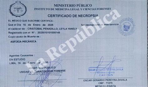 Certificado De Necropsia De Profesora Desaparecida En El Agustino