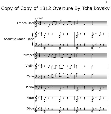 Copy Of Copy Of 1812 Overture By Tchaikovsky Sheet Music For Horn In