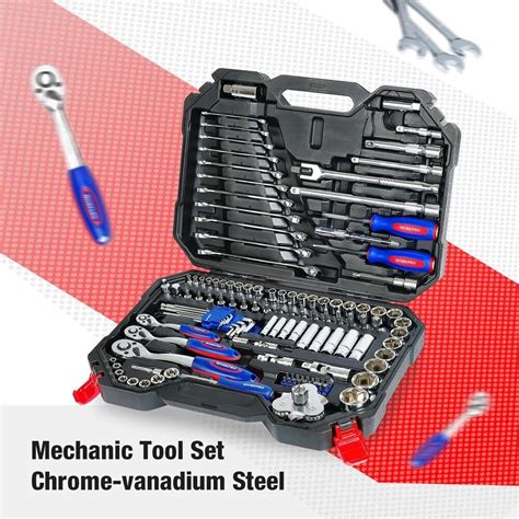 WORKPRO 123pcs Mechanic Tool Set For Car Home Tool Kits Quick Release