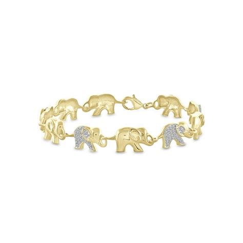 Jewelersclub White Diamond Accent 14kt Gold Plated Elephant Bracelet