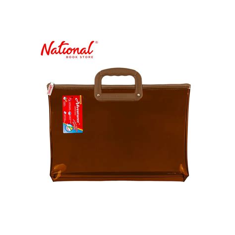 ADVENTURER PLASTIC ENVELOPE Z213LWHB BROWN LONG WITH HANDLE EXPANDABLE ZIPPER LOCK COLORED