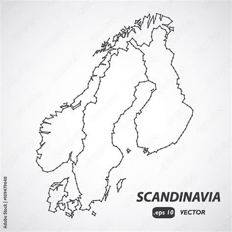 Scandinavia borders map, scandinavia map vector, Denmark, Norway ...