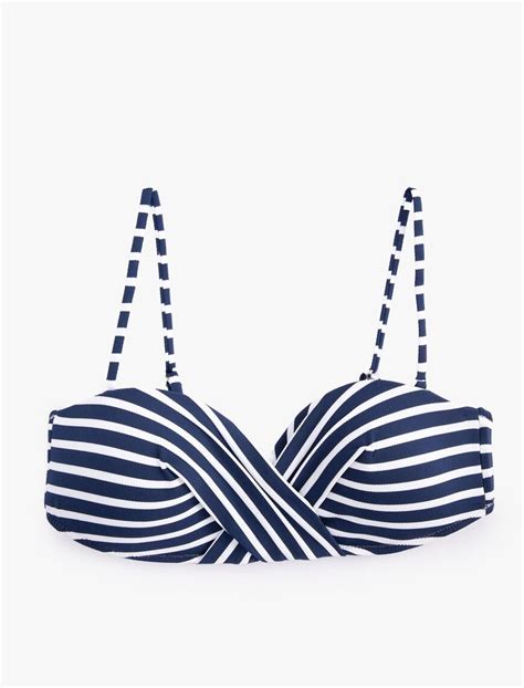 Lacivert Kadın Straplez Bikini Üstü Dokulu Çıkarılabilir Askılı 3SAK10010MM Koton