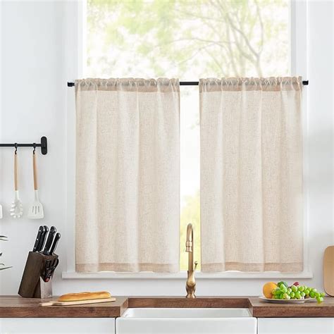 Topick Kitchen Curtains Crude Inch Drop Linen Curtains Cafe Curtains