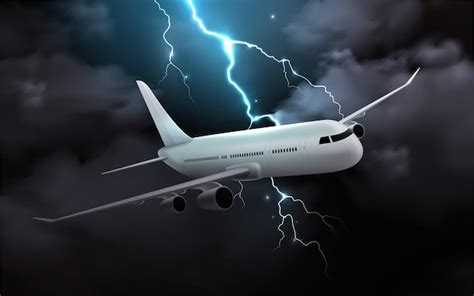 Free Vector | Airplane in night storm realistic illustration