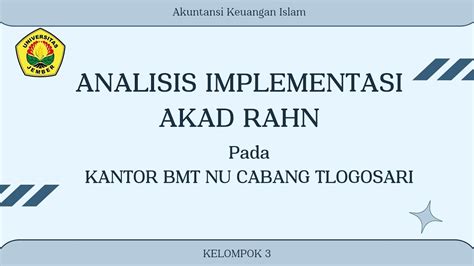 Analisis Implementasi Akad Rahn Pada Kantor Kspps Bmt Nu Cabang