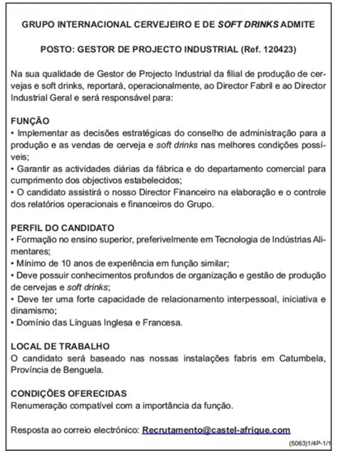 VAGA PARA GESTOR DE PROJECTO INDUSTRIAL Empregos Yoyota