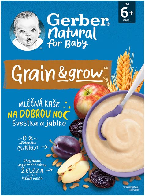 Gerber Natural mléčná kaše pšenično-ovesná jablko a švestka 220 g ...