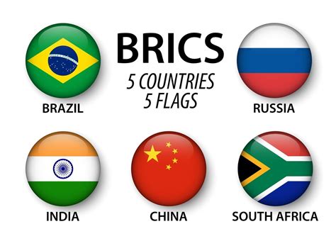 Brics Association Of 5 Countries Brazil Russia India China South Africa