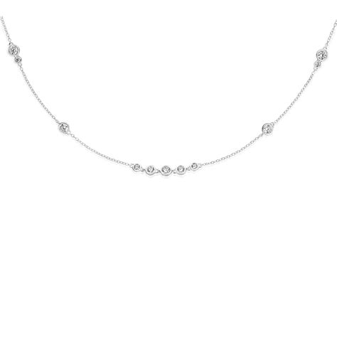 Sterling Silver Cubic Zirconia Station Necklace Zamels