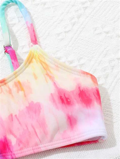 Girls Pack Tie Dye Drawstring Side Bikini Swimsuit Shein Usa