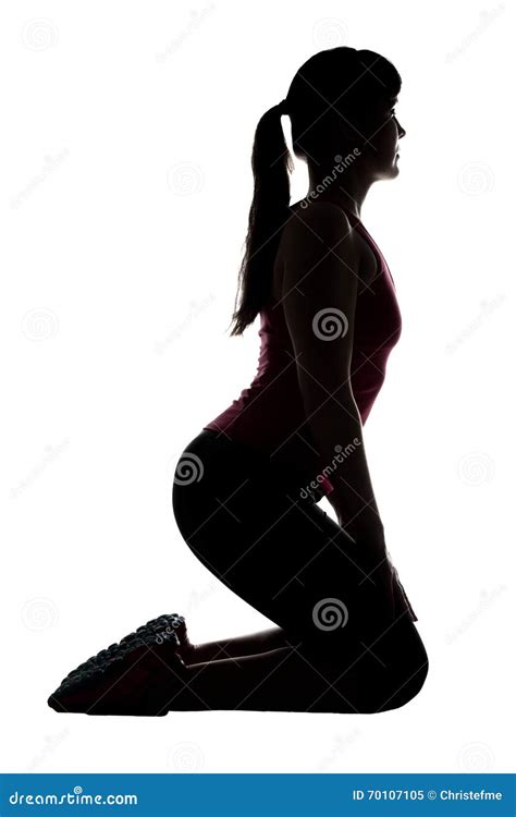 Silhouette Of Sporty Woman Squatting Stock Image Image Of Sport