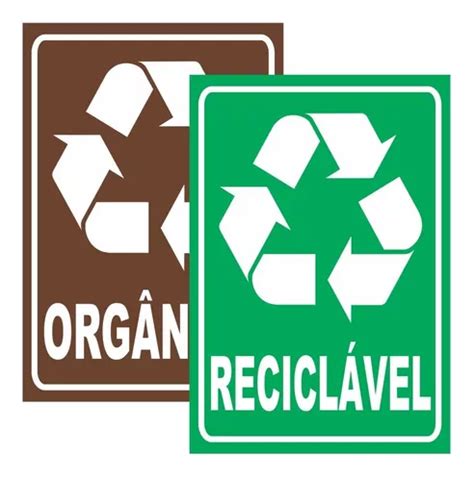 8 Adesivos P lixeiras Coleta Seletiva Reciclável Orgânico