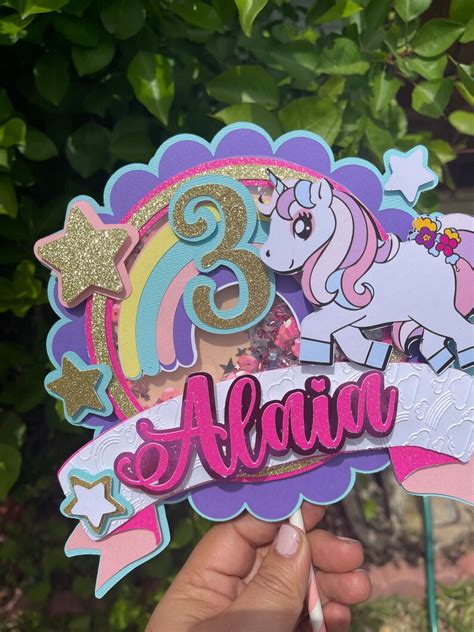 Unicorn Rainbow Theme Cake Topper Unicorn Cake Topper Rainbow Etsy