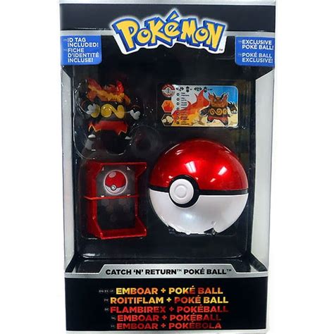 Pokemon Tomy Catch N Return Pokeball Emboar And Poke Ball Trainers