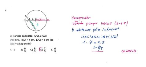 esen 11 sinif matematik cember ve daire çözümleri test 3 Matematik