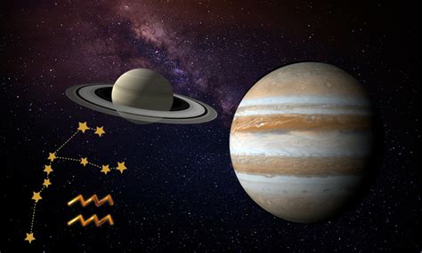 De Grote Conjunctie Van Jupiter En Saturnus In Waterman De