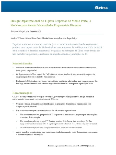 Em Uma Empresa De Medio Porte O Departamento De Ti - Modelos de TI para Empresas de Médio Porte | PDF | Tecnologia da ...