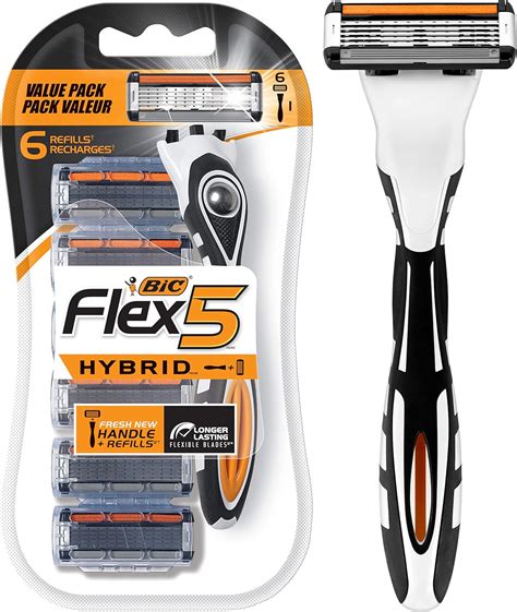 Bic Flex 5 Hybrid Mens 5 Blade Disposable Razor 1 Handle And 6