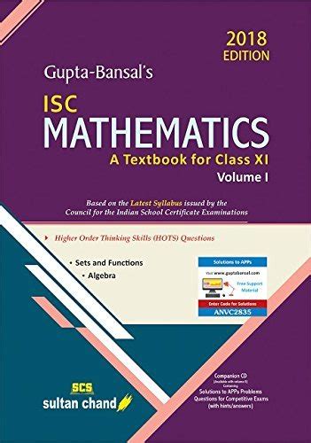 Gupta Bansal S Isc Mathematics Class Xi Vol 1 A Textbook For Isc Class Xi By V K Gupta