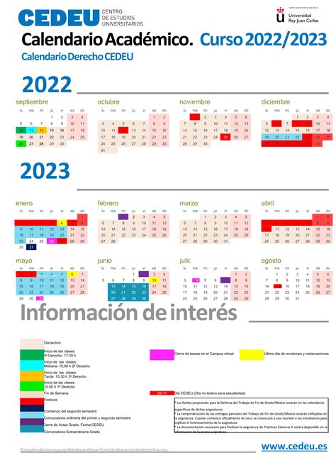 Calendario Académico CEDEU 2022 2023 Centro de Estudios