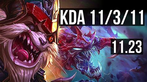 KLED Vs CHO GATH TOP 11 3 11 500 Games Dominating EUW Master