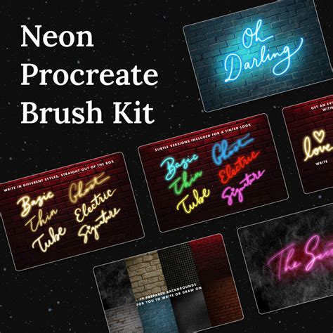 Neon Procreate Brush Kit Masterbundles