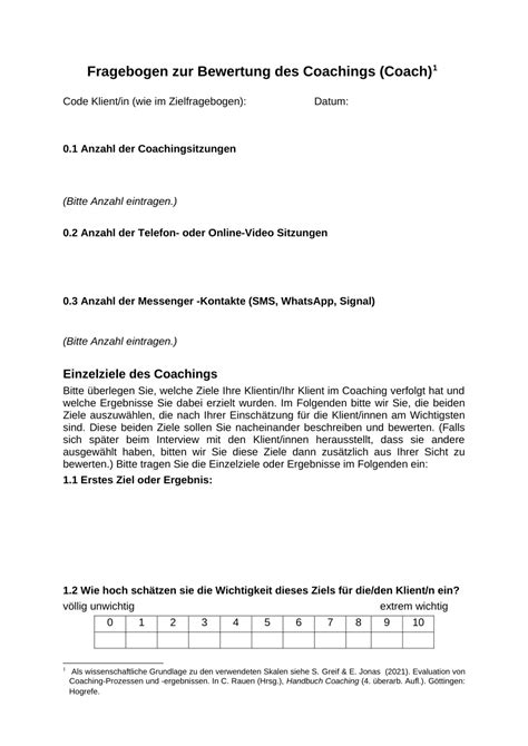 Pdf Fragebögen Zur Bewertung Von Coachings Vorher Nachher