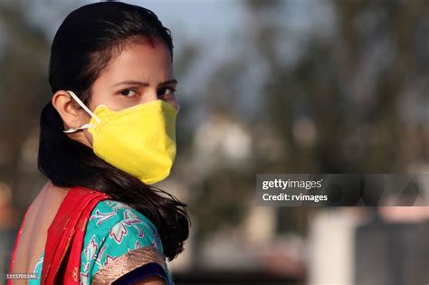 Women Covering Her Face With Pollution Mask For Protection From Viruses