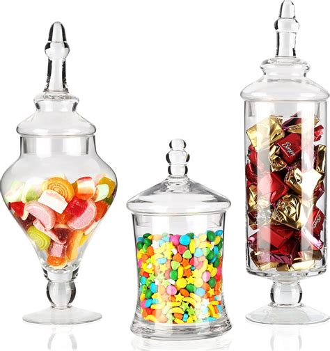 BELLE VOUS Lot Bonbonniere En Verre Transparent Lot De 3 Bocal A