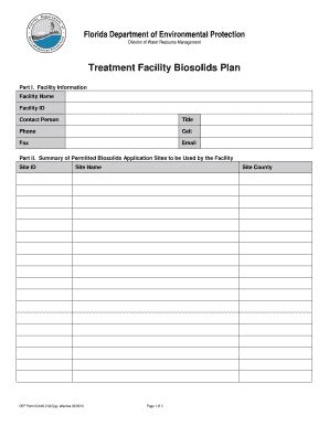 Fillable Online Dep State Fl Facility Biosolids Plan Fax Email Print