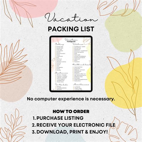 Vacation Packing List, Packing List Template, Travel Packing List ...