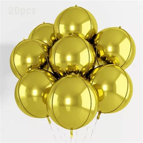 Lote 20 Globos Orbz 4d 22 PuLG Plateado Decoracion Fiesta Cuotas